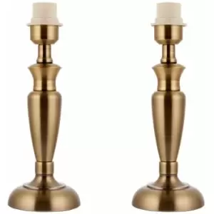 Image of 2 pack Brass Table Lamp Light 310mm Tall Aged Metal Base Only Desk Sideboard