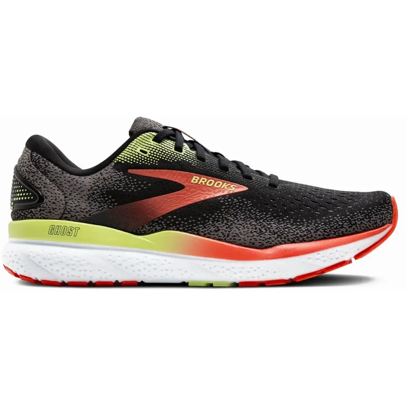 Image of Brooks Brooks Ghost 16 Mens Running Shoes Black/mandarin Red/green - Black / Standard / 9