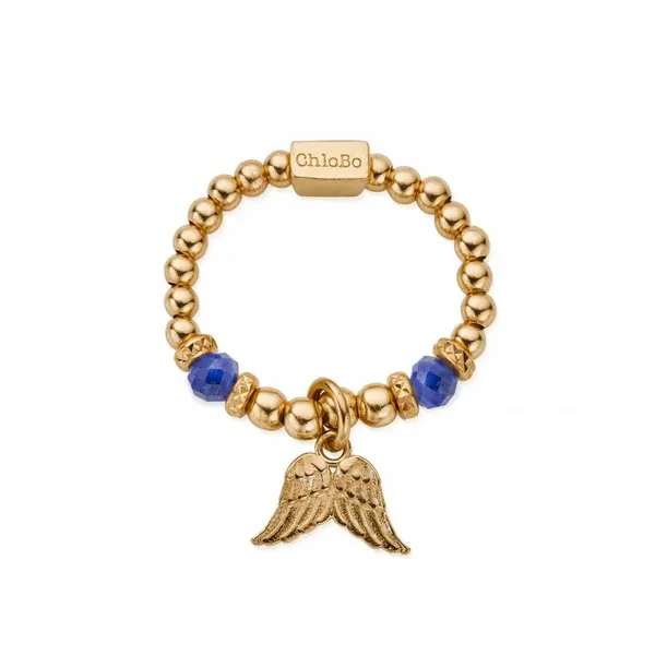 Image of ChloBo Gold Guidance Sodalite Ring GRS23343 - Medium Size: Size - Medi