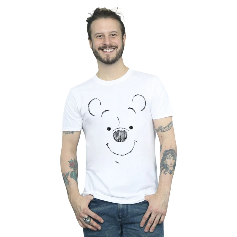 Image of Disney Men Winnie The Pooh Winnie The Pooh Face T-Shirt in White Size: Small White S Male 5059934136977