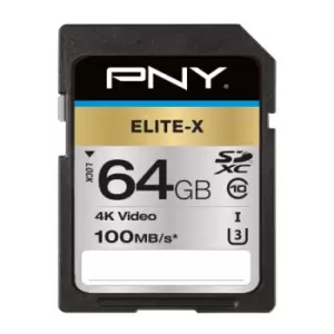 Image of PNY Elite-X 64GB SDXC UHS-I Class 10