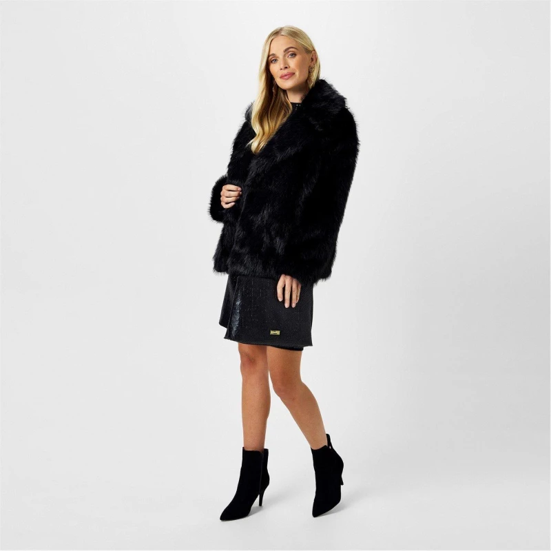 Image of Biba Biba Short Faux Fur Jacket - Black 8