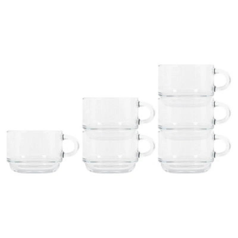Image of LAV Glassware Lav Cozy Stacking Glass Coffee Cups - 270ml - Pack Of 6