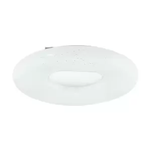 Image of Flush Ceiling Light White Shade White Silver Plastic With Crystal Effect LED 24W
