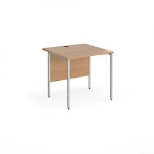 Image of Dams International Rectangular Straight Desk with Beech Coloured MFC Top and Silver H-Frame Legs Contract 25 800 x 800 x 725mm