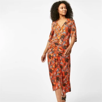 Image of Biba Wrap Front Dress - Safari Print