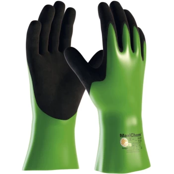 Image of 56-635 Maxichem Black/Green Nitrile Gloves - Size 8