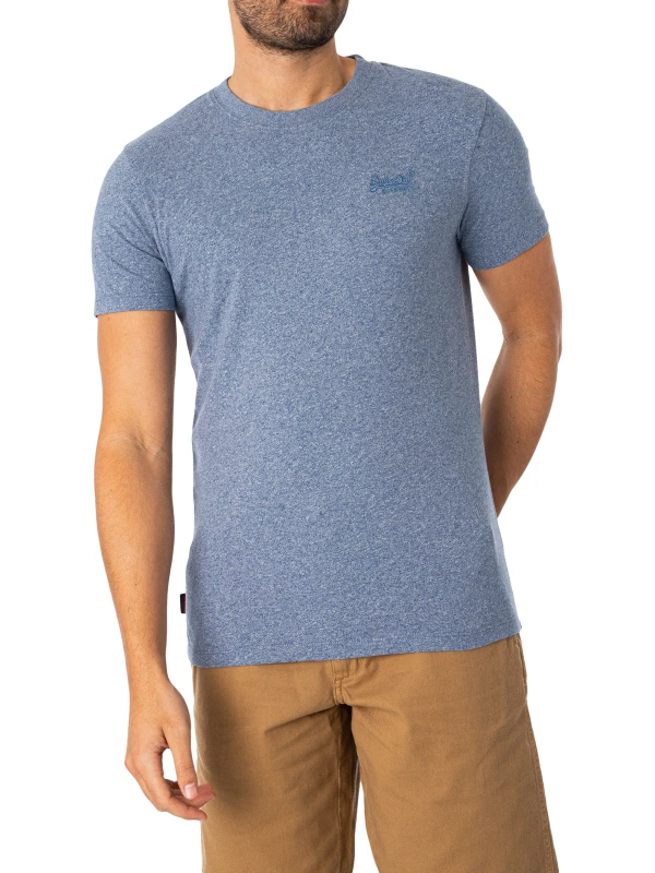 Image of Superdry Essential Logo EMB T-Shirt Bay Blue Marl L