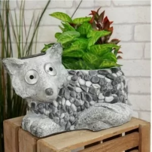Image of Mosaic Polystone Fox Solar Light Planter Ornament