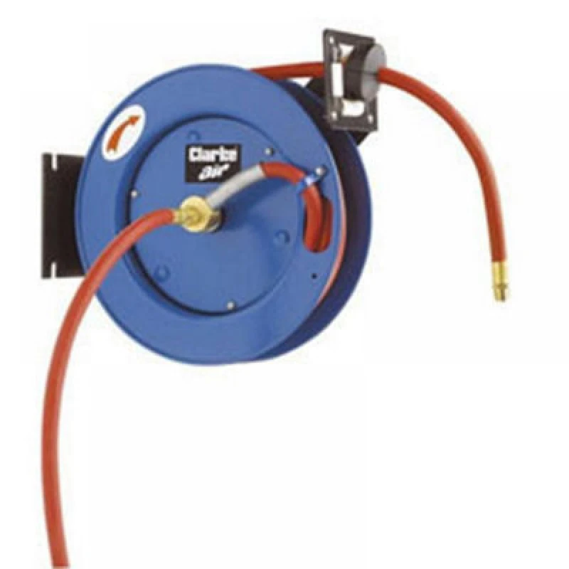 Image of Clarke Air Hose Reel Line 32ft 3/8" 10M Retractable Rewind Wall Mountable Car8Mc
