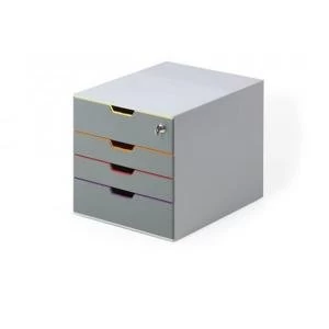 Image of Durable VARICOLOR Safe 4 Drawer Box with Lockable Top Drawer Grey