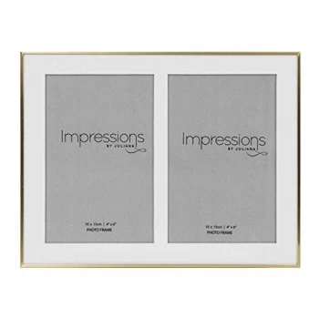 Image of 4" x 6" - Impressions Brushed Brass Double Photo Frame