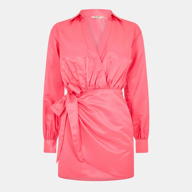 Image of Jack Wills Draped Shirt Dress - Pink Pink 8