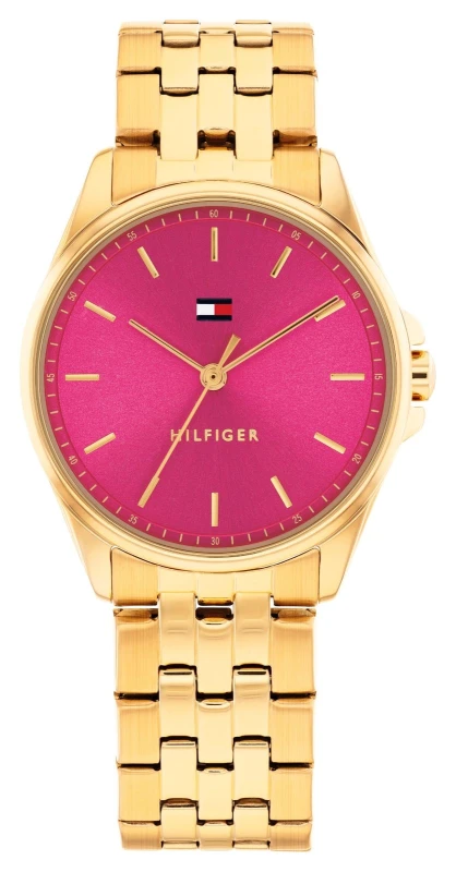 Image of Tommy Hilfiger 1782854 Jade (30mm) Hot Pink Dial / Gold PVD Watch