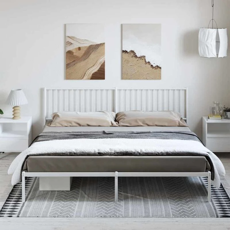 Image of VIDAXL Metal Bed Frame without Mattress with Headboard White 193x203cm Vidaxl 8720845721794