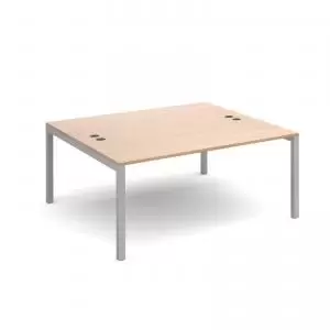 Image of Connex back to back desks 1600mm x 1600mm - silver frame and beech top