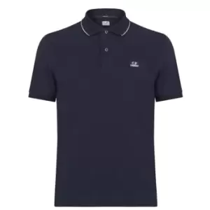 Image of CP COMPANY Short Sleeve Tipped Polo Shirt - Blue