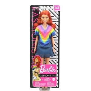 Image of Barbie Doll Fashionistas Doll with Long Red Hair & Tie-Dye Fringe Dress