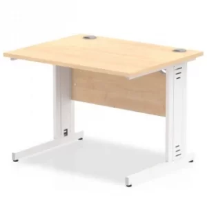 Image of Trexus Rectangular Desk White Cable Managed Leg 1000x800mm Maple Ref