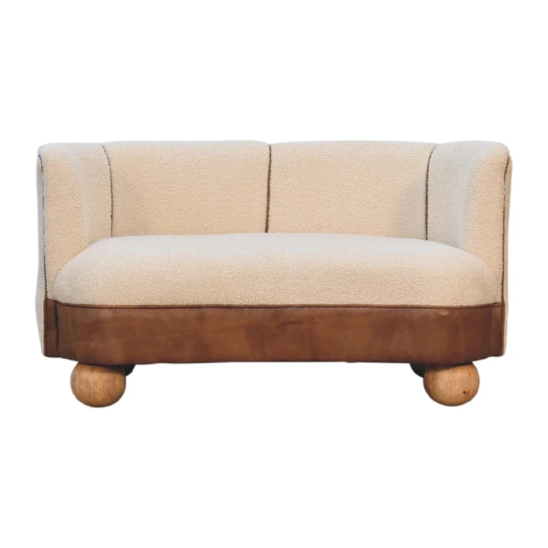Image of Artisan Furniture Artisan Furniture Solid Wood Boucle Cream Buffalo Small Sofa