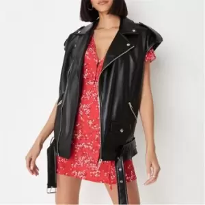 Image of Missguided Faux Leather Sleeveless Biker Gilet - Black
