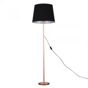 Image of Charlie Copper Floor Lamp with XL Black Aspen Shade