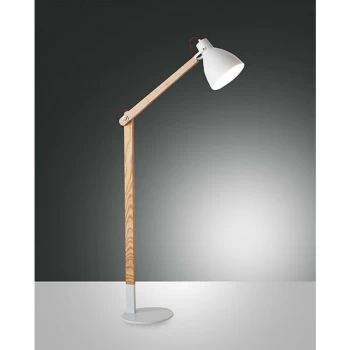 Image of Fabas Luce Sveva Task Floor Lamp White / Ash Wood Glass, E27