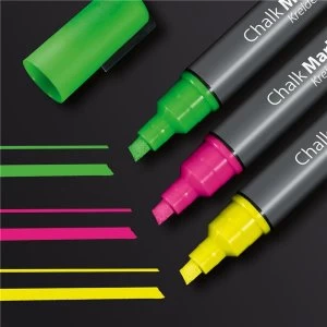 Image of Sigel Chalk Marker 50 Chisel Tip 1 5mm PinkGreenYellow 3 in Pack