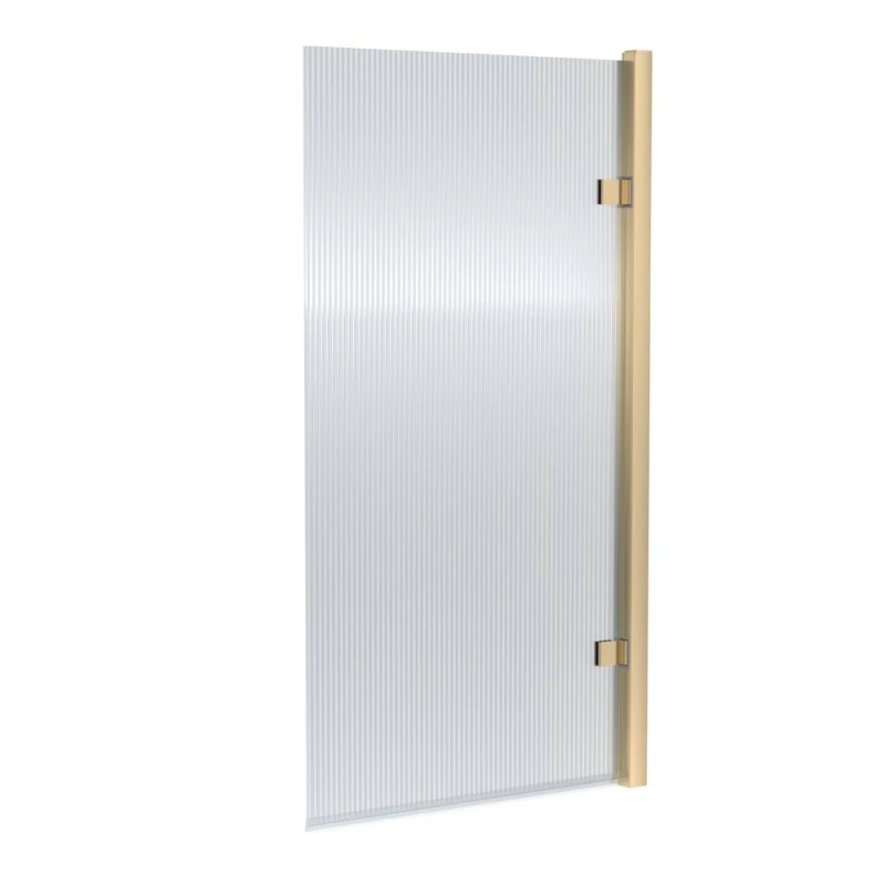 Image of Balterley 8mm Glass Square Hinged Fluted Bath Screen 1520x830x24mm Brushed Brass in Metallics Metallics Unisex
