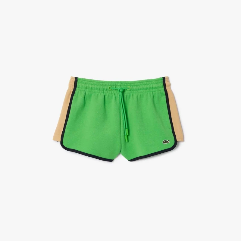 Image of Lacoste Contrast Panel Piqu Shorts Green female 8
