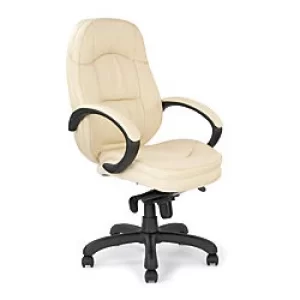 Image of Nautilus Designs Ltd. Luxurious Leather Faced Executive Armchair with Padded, Upholstered Armpads and Pronounced Lumbar Support Cream