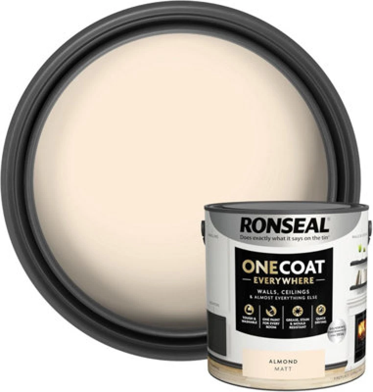 Image of RONSEAL KCB.7015103.12704.76 One Coat Everywhere Interior Paint Almond Matt 2.5 litre RSLOCEAM25L - Ronseal KCB.7015103.12704.76
