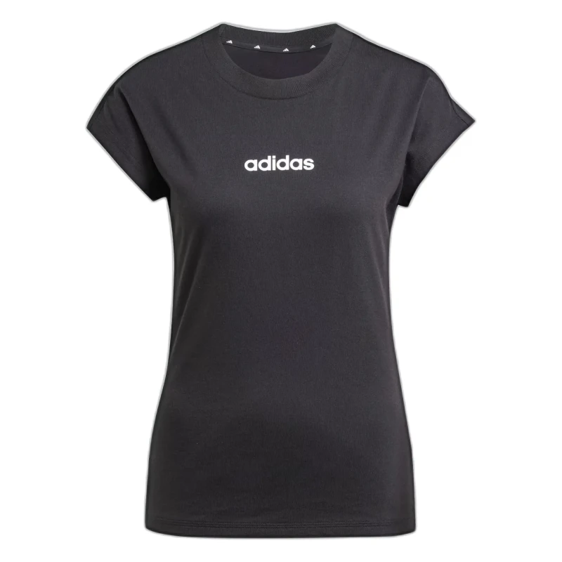 Image of adidas Essentials Linear Cotton T-Shirt Womens Black female S (8-10)