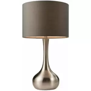 Image of Loops - Touch Dimmer Table Lamp Satin Nickel & Grey Shade Modern Metal Bedside Light
