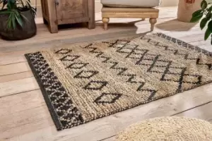 Image of Nkuku Ambara Jute Rug Rugs Black/Natural 120 x 180 cm