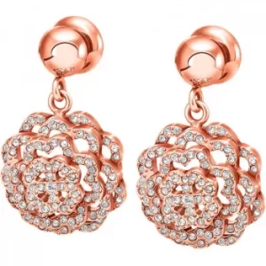 Image of Ladies Folli Follie PVD rose plating Santorini Flower Earrings