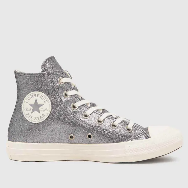 Image of Converse all star hi sparkle trainers in silver Grey UK 4 (EU 36½)
