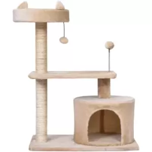 Image of Pawhut - 81cm Cat Tree Kitten Large Cats Tower Activity Centre Scratch Post Beige