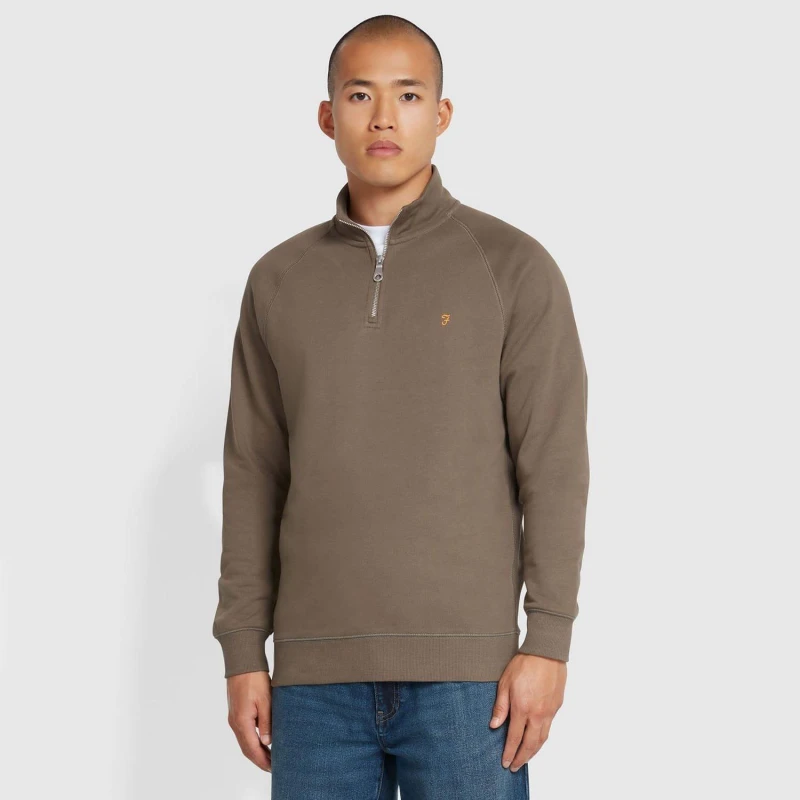 Image of Farah Jim 1/4 Zip Sweatshirt Grey male S