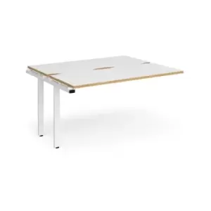 Image of Bench Desk Add On 2 Person Rectangular Desks 1400mm White/Oak Tops With White Frames 1200mm Depth Adapt