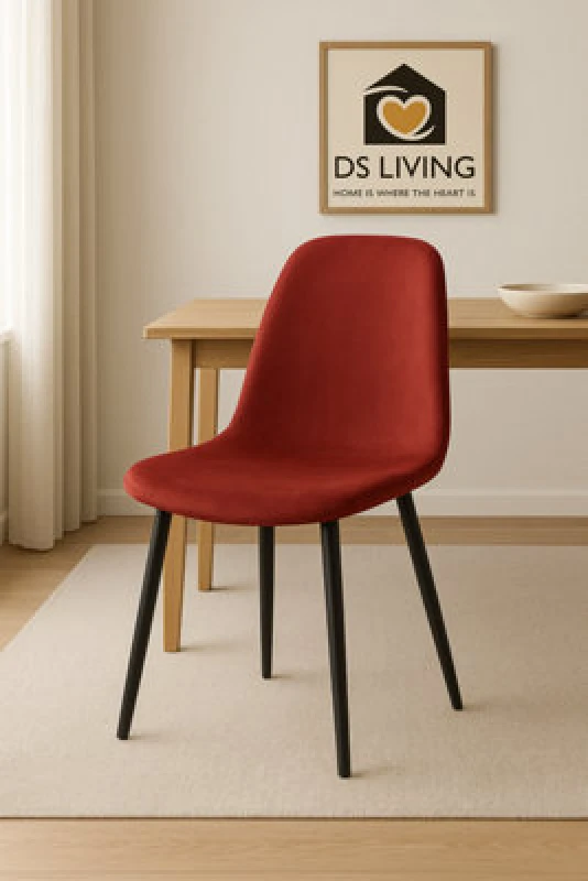 Image of Ds Living Luxe Dining Chair 4Pc Madder Brown Black Powder Legs