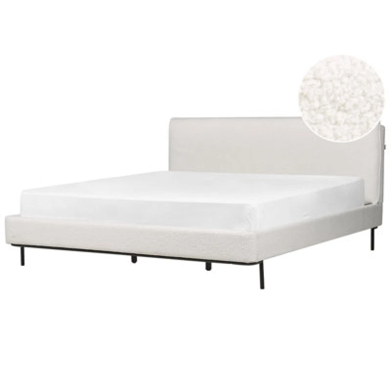 Image of Beliani Bed Boucle Corio 180 X 200 Cm (Eu Super King) Off-White