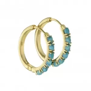 Image of Sterling Silver Gold Plated Magnesite Stones Hoop Earrings E5874T