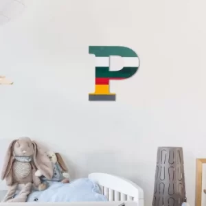 Image of Alphabet P 2 Multicolor Decorative Wooden Wall Accessory
