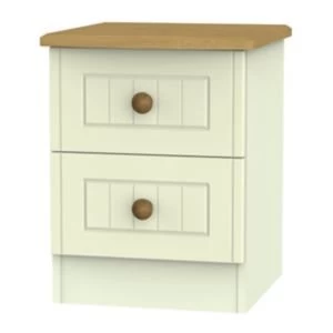 Image of Warwick Cream Matt Oak effect 2 Drawer Bedside chest (H)505mm (W)395mm (D)415mm