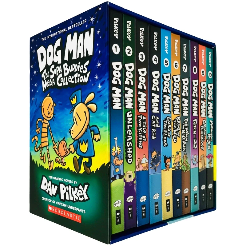 Image of Dog Man The Supa Buddies Mega Collection 1-10 Books Box Set by Dav Pilkey Hardcover Dav Pilkey Books