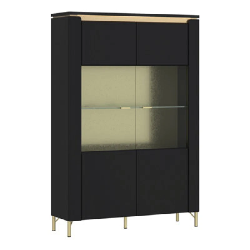 Image of Furniture To Go Genoa Vitrin 2 Door In Black Matt/gold