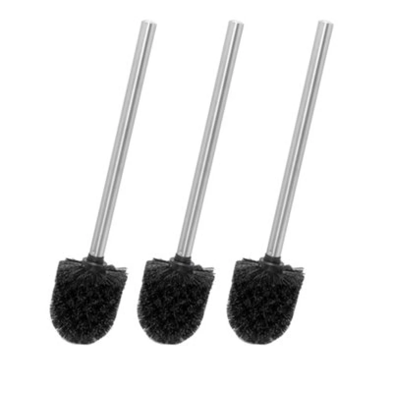 Image of Innoteck Essentials Pack Of 3 Toilet Brush Head With Stainless Steel Handle- Black