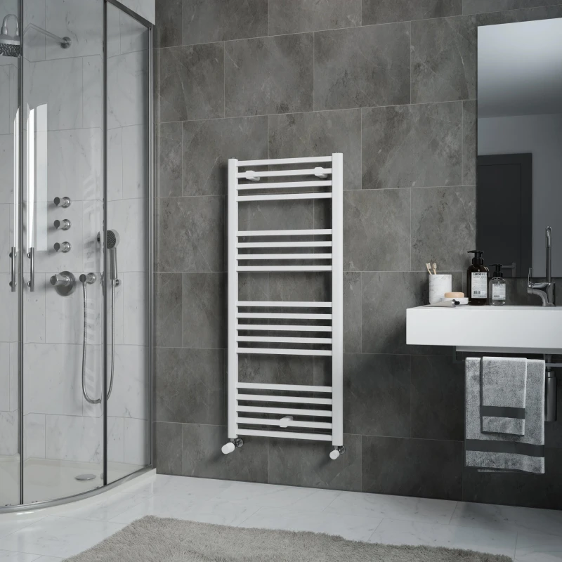 Image of Agadon Willow Designer Towel Radiator in White Size: 1174mm x 500mm White Unisex 1174mm x 500mm