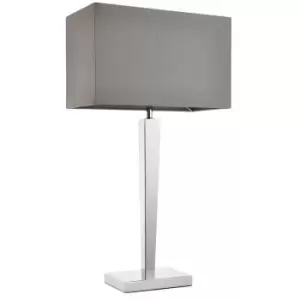Image of Rectangular Table Lamp Light Modern Chrome & Grey Shade Sleek Metal Sideboard